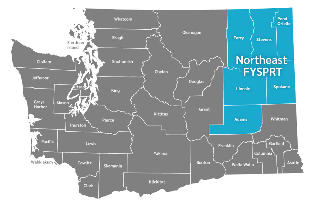 WA map with selected Northeast FYSPRT regions